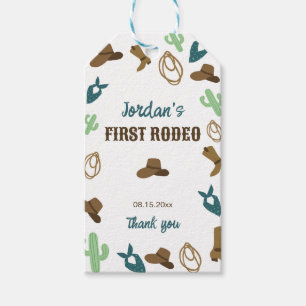 Etiqueta Para Presente Primeiro Rodeo Aniversário 1 rua Cowboy Ocidental