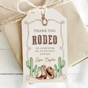 Etiqueta Para Presente Primeiro Rodeo primeiro aniversario Oeste Cowboy