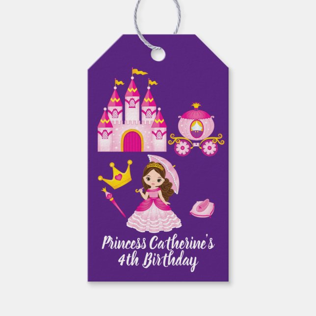 Etiqueta Para Presente Princesa Castle Personalizado Name Girls Birthday (Frente)