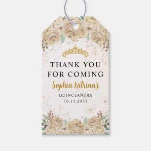 Etiqueta Para Presente Princesa Dourada Floral Quinceanera Aniversário Fa