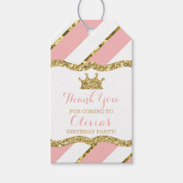 Etiqueta Para Presente Princesa Obrigado Tag, Rosa, Dourada Brilhante, Co