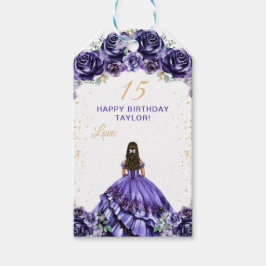 Etiqueta Para Presente Princesa Roxa Escura Quinceañera Feliz Aniversário