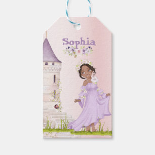 Etiqueta Para Presente Princesa Unicorn Cabelo Escuro Púrpura Aniversário
