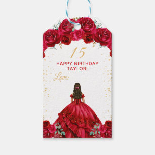 Etiqueta Para Presente Princesa Vermelha Quince Anos Feliz Aniversário