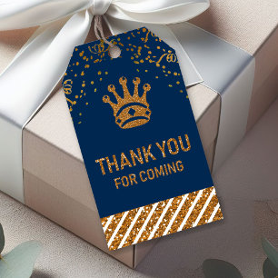Etiqueta Para Presente Príncipe real Dourado Coroa Agradecimento Você d