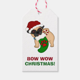 Etiqueta Para Presente Pug do papai noel do feriado
