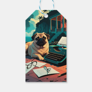 Etiqueta Para Presente Pug Dog gentleman vintage