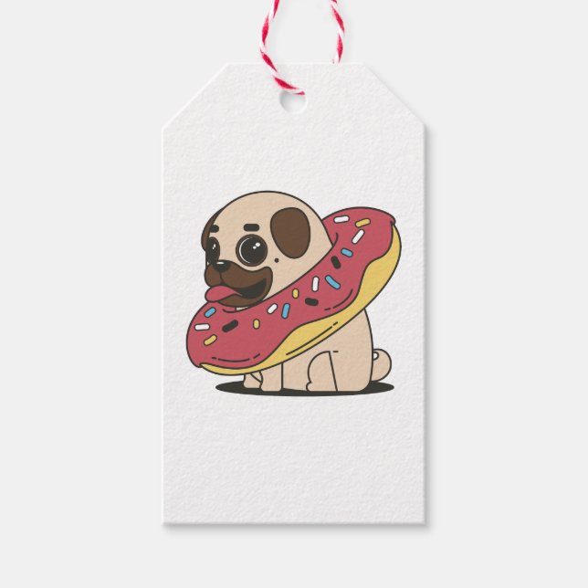 Etiqueta Para Presente Pug em Donut (Frente)