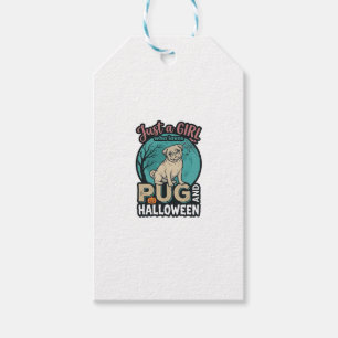 Etiqueta Para Presente Pug Halloween Menina Design Vetorial Vintage_1