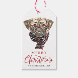 Etiqueta Para Presente Pug Merry Christmas