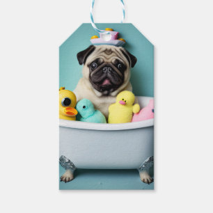 Etiqueta Para Presente Pug Paradise: Uma Beleza Bandeira na Tubagem