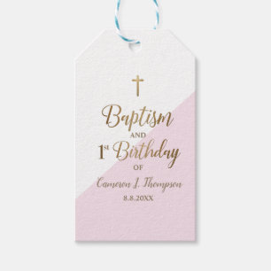 Etiqueta Para Presente Pulseira de Ouro Rosa Personalizada Cruz Batismo e