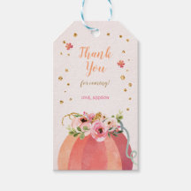 Pumpkin Autumn Fall Dourado Pink Floral Favor