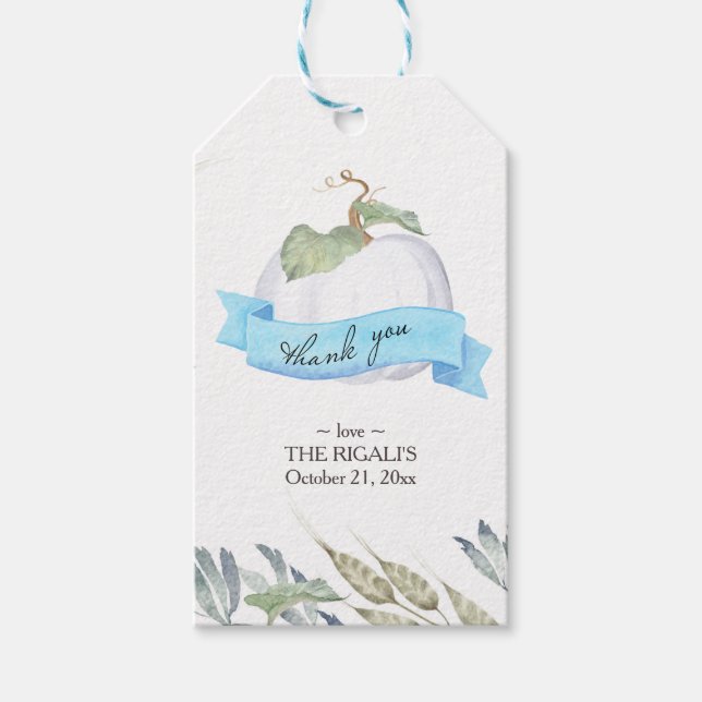 Etiqueta Para Presente Pumpkin Branco Com Aquarela Curta (Frente)