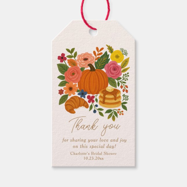 Etiqueta Para Presente Pumpkin Floral Chá de panela Obrigado (Frente)