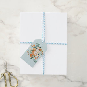 Etiqueta Para Presente Pumpkin Floral Cores Azuis