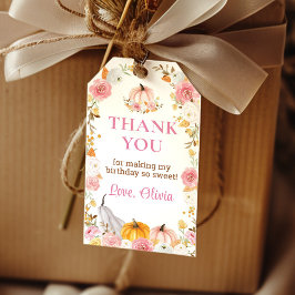 Etiqueta Para Presente Pumpkin Pink Floral Party Obrigado Marca Favorável