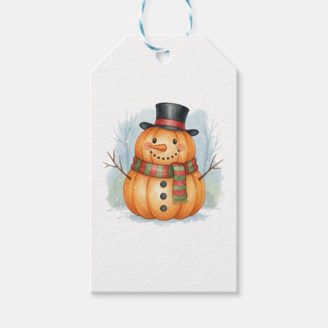 Etiqueta Para Presente Pumpkin snowman (Frente)