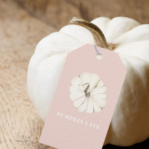 Etiqueta Para Presente Pumpkin Spice Watercolor Pumpkin  Branco e Rosa