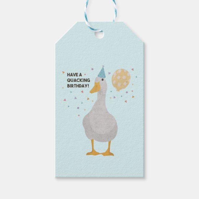 Etiqueta Para Presente Pun do Partido: Tenha um Aniversário Quacking (Frente)