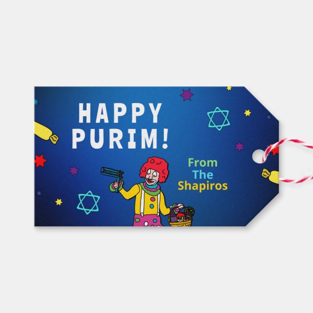 Etiqueta Para Presente Purim Feliz Personalizado! (Frente (horizontal))