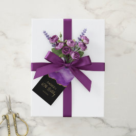 Etiqueta Para Presente Purple Gold Glitter Abstract Watercolor Marble