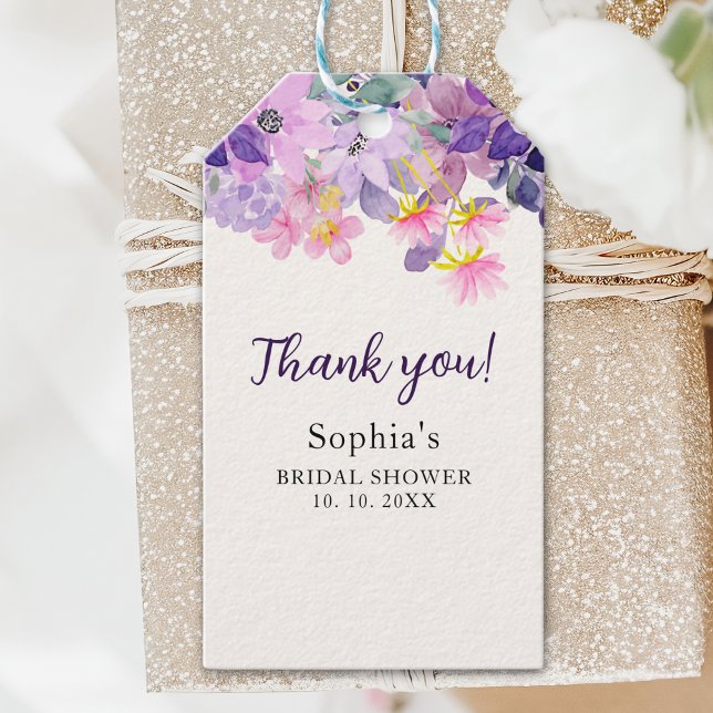 Etiqueta Para Presente Purple Wildflower Spring Bridal Shower Theme (Criador carregado)