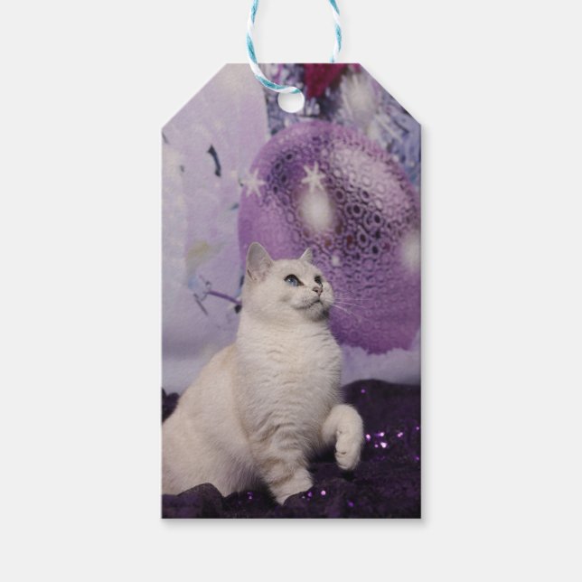 Etiqueta Para Presente Purple XMAS Cat (Frente)