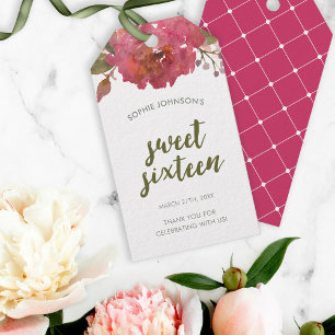 Etiqueta Para Presente Púrpura Aquarela Floral Doce Dezesseis Sábios