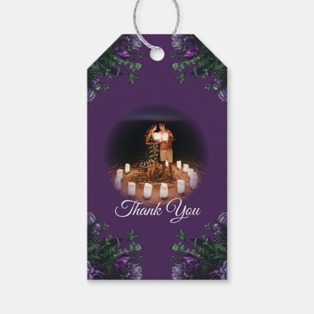 Etiqueta Para Presente Púrpura Floral Elegante Gótica (Frente)