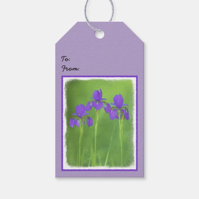 Etiqueta Para Presente Púrpura Iris - Arte Flor Original (Frente)