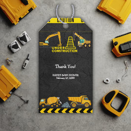 Etiqueta Para Presente Quadro De Alcatrão Sob Chá de fraldas De Construçã