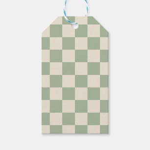 Etiqueta Para Presente Quadro de Verificação Branco Verde e Desligado