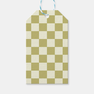 Etiqueta Para Presente Quadro de Verificação de Khaki e Beige Escuros