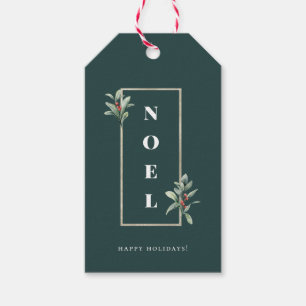 Etiqueta Para Presente Quadro Dourado de Berry de inverno Elegante NOEL