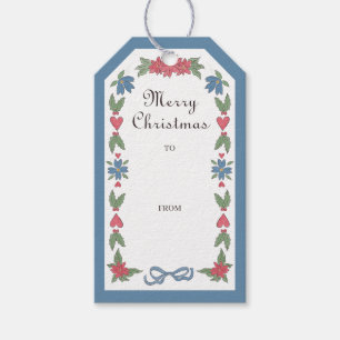 Etiqueta Para Presente Quadro Nórdico Azul Vermelho Feliz Natal Para De
