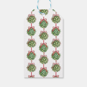 Etiqueta Para Presente Quebra de Presente Mistletoe Watercolor