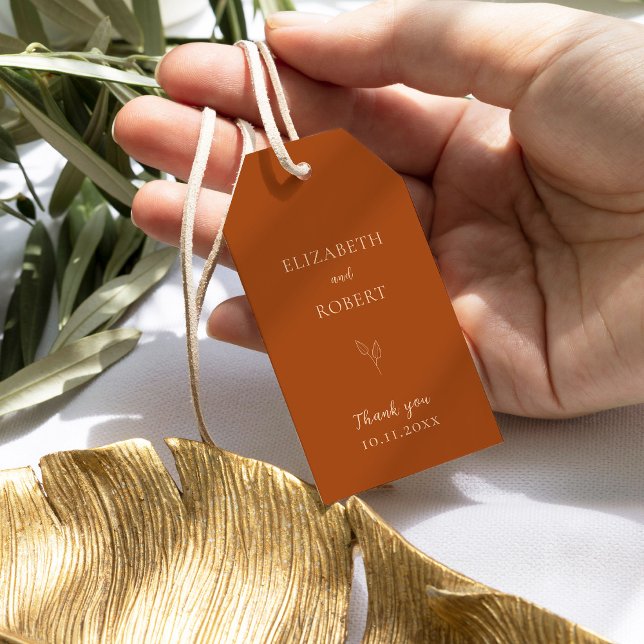 Etiqueta Para Presente Queda Laranja Queimada Terracotta Simple (Criador carregado)