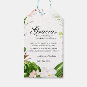Etiqueta Para Presente Quiceñera Floral Tropical Obrigado