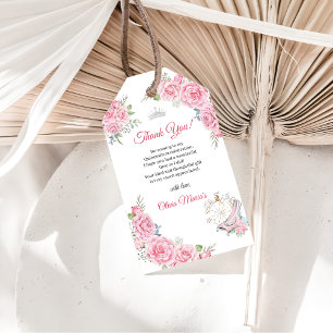 Etiqueta Para Presente Quinceanera Blush Floral Cor-de-Prata Rosa