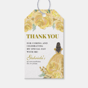 Etiqueta Para Presente Quinceanera Floral Amarelo Dourada Mis Quince Anos