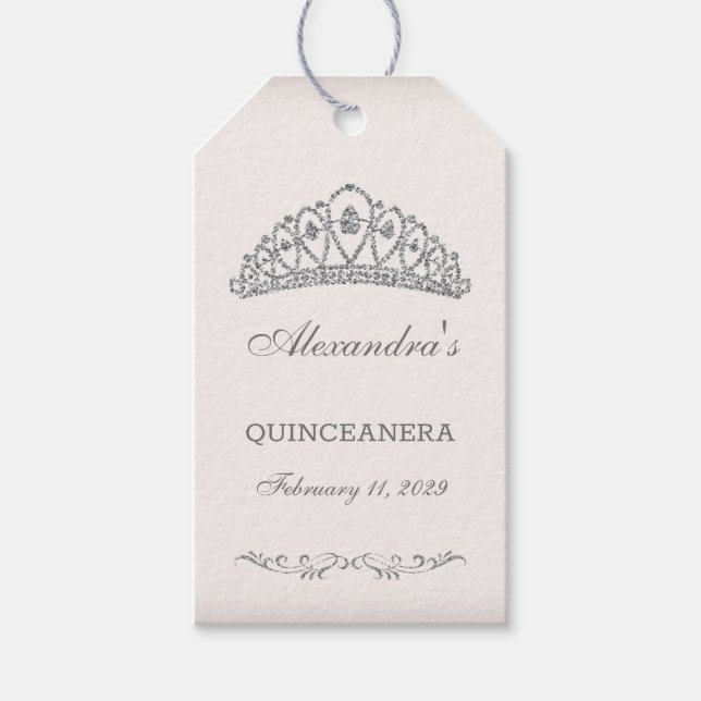 Etiqueta Para Presente Quinceanera personalizada com Tiara (Frente)