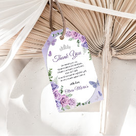 Etiqueta Para Presente Quinceañera Purple Lilac Floral Tiara Borboletas