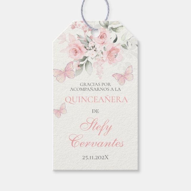 Etiqueta Para Presente Quinceanera Rosa Esmagada (Frente)