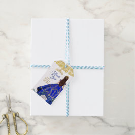 Etiqueta Para Presente Quinceañera Watercolor Royal Blue Obrigado