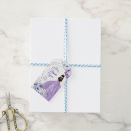 Etiqueta Para Presente Quinceañera Watercolor Silver & Purple Obrigado