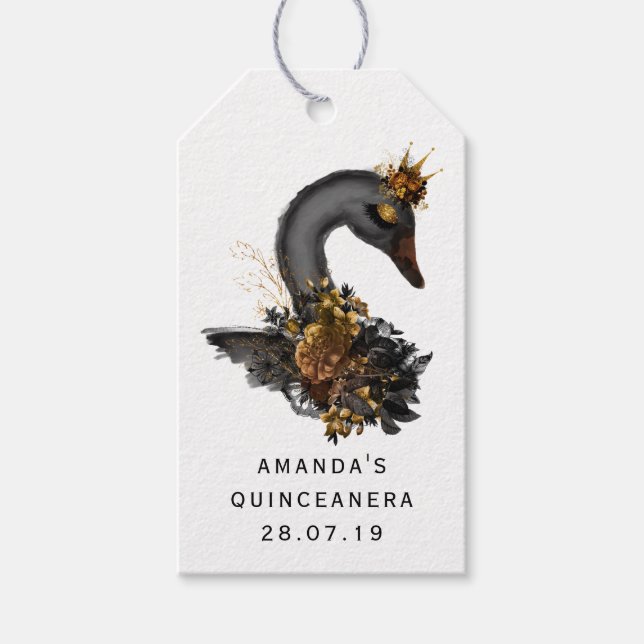 Etiqueta Para Presente Quinze Anos Cisne Negro (Frente)
