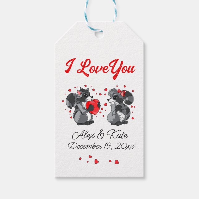 Etiqueta Para Presente Raccoon Love (Frente)
