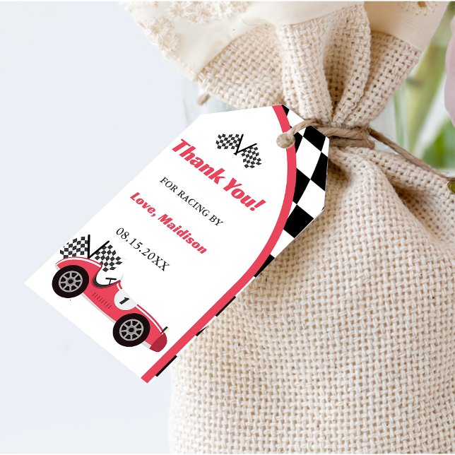 Etiqueta Para Presente Race Car Red Festa de aniversário (Criador carregado)