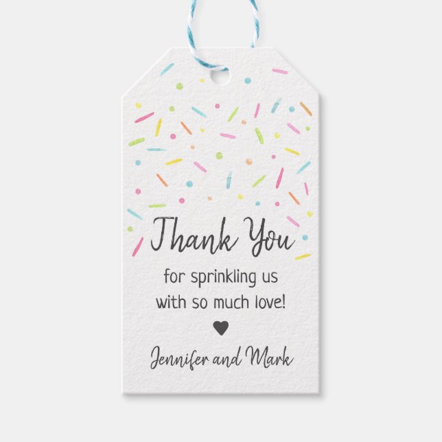 Etiqueta Para Presente Rainbow Baby Sprinkle Obrigado (Frente)